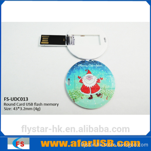 Mini round christmas card flash drive, free sample card flash memory